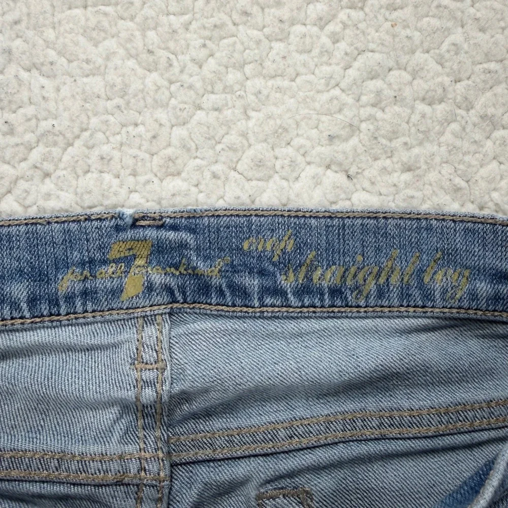 7 For All Mankind Crop Straight Jeans Womens 25 (Actual‎ 28x24) Blue Boho Casual